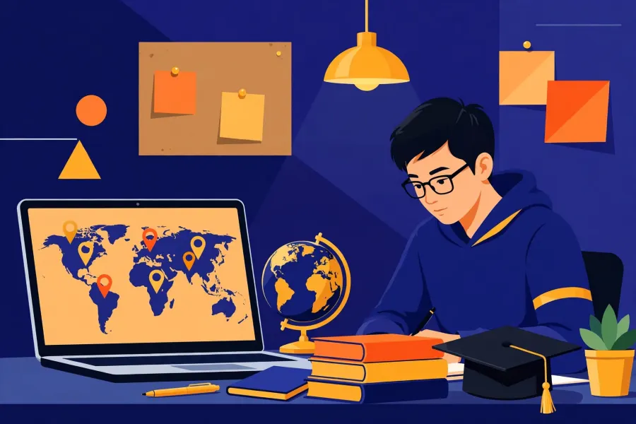 学生规划留学选校插画